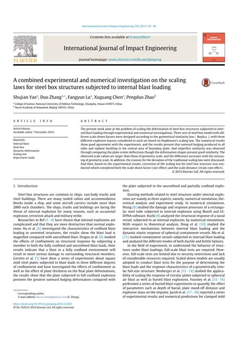 effects of pressure on a steel box|A combined experimental and numerical investigation on the .